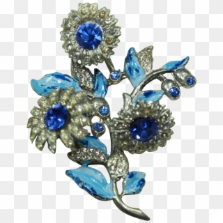 Vintage Blue Crystal Wiggle Flower Pin - Crystal Clipart