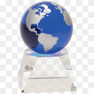 5″ Blue Crystal Globe On A Clear Crystal Base - Globe Clipart