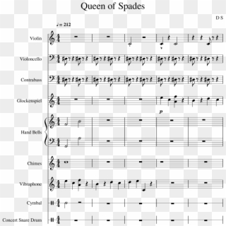 Queen Of Spades Sheet Music For Violin, Cello, Contrabass, - Sheet Music Clipart