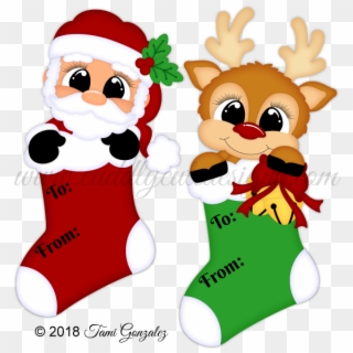 Santa & Reindeer - Cartoon Clipart
