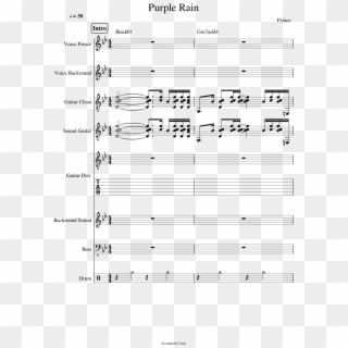 Purple Rain Sheet Music Composed By Prince 1 Of 42 - Purple Rain Prince Score Clipart
