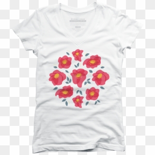 Pretty Flowers With Bright Pink Petals Juniors V Neck - T-shirt Clipart