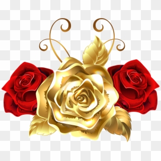 Gold And Red Roses Png Clip Art Image - Gold And Red Roses Png Transparent Png