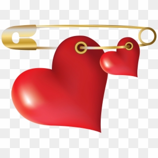 Hearts With Safety Pin Png Clipart - Heart Pin Png Transparent Png