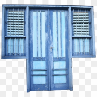 Door, Front Door, Old, Weathered, Blue, Window - Window Clipart