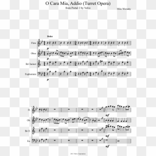 O Cara Mia, Addio Sheet Music Composed By Mike Morasky - Perfect Ed Sheeran Flute Sheet Music Clipart