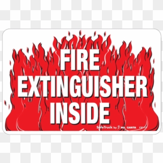Fire Extinguisher Inside Decal With Flames - Graphic Design Clipart