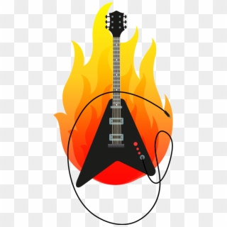 Electric Guitar Sticker With Flame - Fuego Con Guitarra Png Clipart