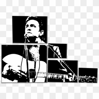 Johnny Cash School Glue Painting By Pasted Energy Studio - Illustration Clipart