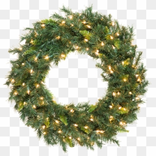 Manchester Pine Wreath - Christmas Wreath With Lights Png Clipart