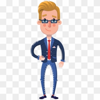 Businessman Cartoon Character In Flat Style - Character Clipart