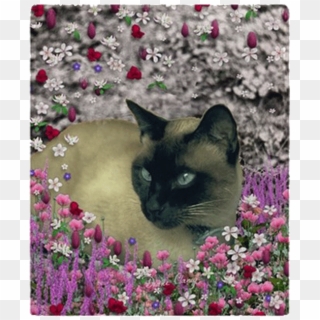 Stella Chocolate Point Siamese Cat In Flowers I Fleece - Cat Clipart