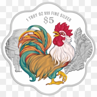 Singapore 2017 Year Of The Rooster Colored Proof Silver - Singapore Mint Coin 2017 Clipart