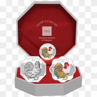 2017 Singapore Lunar Rooster Silver 3-coin Set - Singapore Mint 2019 Coins Clipart