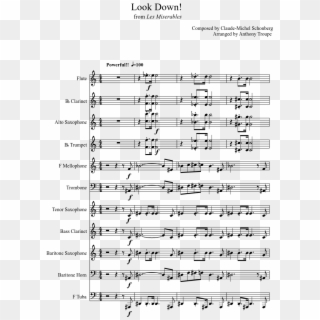 Look Down Sheet Music Composed By Composed By Claude-michel - John Cena Theme Song French Horn Clipart
