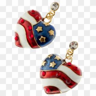 American Flag Heart Shaped Drop Earrings In Red, White - Locket Clipart