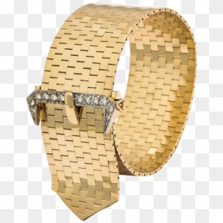 1940s Elegant Diamond 14 Karat Gold Brick Mesh Belt - Belt Clipart