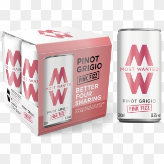 Pinot Grigio Pink Fizz Cans - Most Wanted Wine Can Clipart