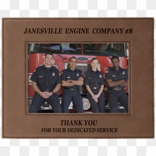Dark Brown Laserable Leatherette Picture Frame - Firefighter Working On Christmas Clipart