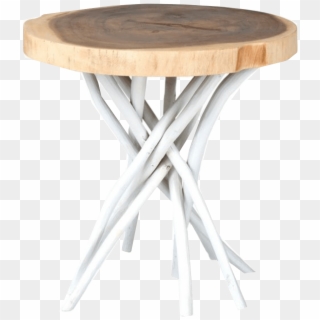 White Branch Slab Side Table - East At Main's Lovilla Brown Round Teakwood Accent Clipart