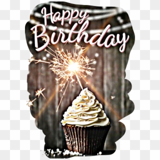 #happy #birthday #happybirthday #cupcake #candle #sparkler - Birthday Clipart