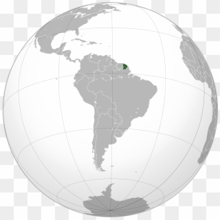 Map Showing French Guiana - Uruguay On The Globe Clipart