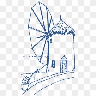 Shop In The Greek Marketplace, Grab A Drink At The - Greek Windmill Drawing Clipart