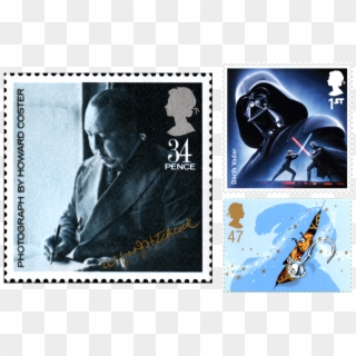 Three Stamps Depicting Alfred Hitchcock, Darth Vader - Star Wars Art Darth Vader Clipart