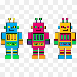 Three Colorful Little Robots - Robot Design Clipart - Png Download