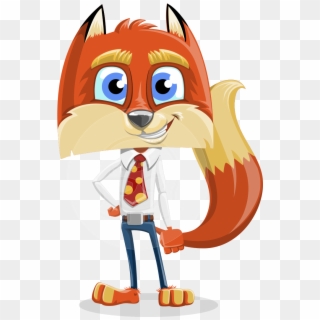 Fox With A Tie Cartoon Vector Character Aka Luke Foxman - Vector Graphics Clipart