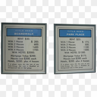 Monopoly "boardwalk" And "park Place" Posters On Chairish - Commemorative Plaque Clipart
