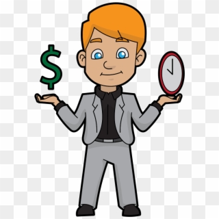 A Cartoon Man Converting Time To Money - Cartoon Clipart