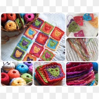 A Colourful Heart Granny Square Blanket - Crochet Clipart
