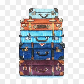 Watercolor Travel Painting Suitcase Free Frame Clipart - Suitcase Watercolor Png Transparent Png