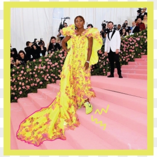 Co Chair Serena Williams Opted For A Neon Yellow Look, - Met Gala Clipart