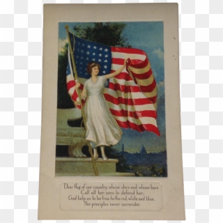 Unused Patriotic Postcard American Flag - High Resolution Vintage Patriotic Clipart