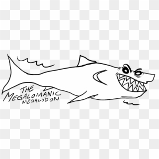 The Megalomanic Megalodon - Line Art Clipart