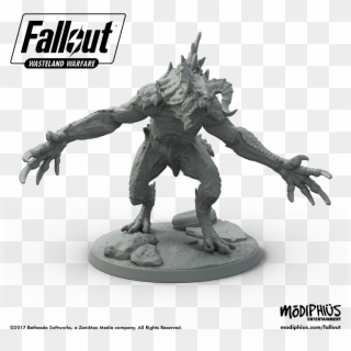 Fo Promo Deathclaw No Background Black Text Low - Fallout Wasteland Warfare Figures Clipart