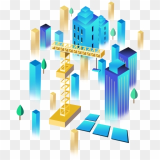 Building Gradient City Tree Png And Psd - Graphic Design Clipart