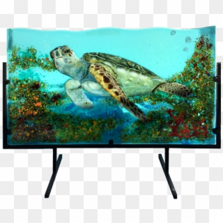 Large Sea Turtle With Coral And Custom Stand - Led-backlit Lcd Display Clipart