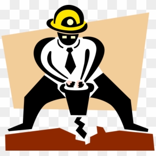 Vector Illustration Of Construction Worker Operates - Illustration Clipart