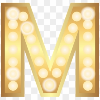 M, Glamour, Gold, Lights, Theater Letter - Huruf M Yang Cantik Clipart