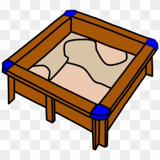 Sandbox, Square, Blue Seats, Brown Wood Clipart