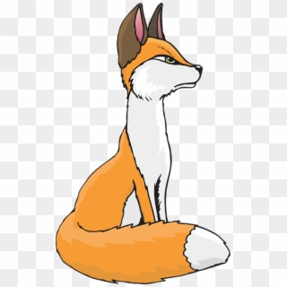White Orange Fox Tail Fur Proud - Cartoon Transparent Fox Sitting Clipart