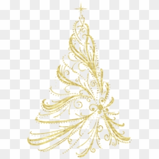 Free Png Transparent Golden Decorative Christmas Tree - Gold Transparent Background Christmas Tree Clipart