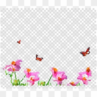 Watercolor Flowers Butterflies Frames Clipart Watercolor - Watercolor Butterfly Flower Png Transparent Png