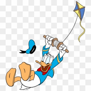Donald Duck Digging In Dirt With Shovel Flying A Kite - Donald Duck Flying Png Clipart