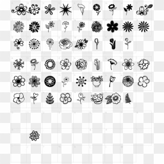 Font Characters Characters Janda Flower Doodles Font - Small Flowers Doodles Clipart