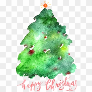 Watercolor Evergreen Christmas Tree Clipart