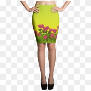 Roses Grass Pencil Skirt - Pencil Skirt Clipart